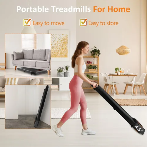 Vista 7 de 2.5HP Walking Mat with Incline pad,Under Desk Treadmill, Walking Running Pad with Remote, 3 in 1 Low Noise Small Mini Portable Treadmill with Led