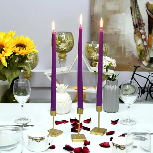 Vista 4 de Zest Candle Velas cónicas de 12 piezas, 12 pulgadas, morado