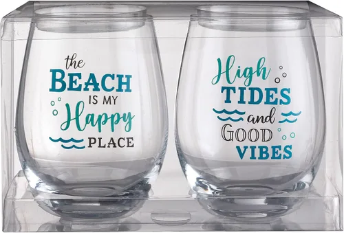 Vista 3 de Lillian Rose Beach Life - Juego de copas de vino, 4.75", transparente (Modelo: G142 TB)
