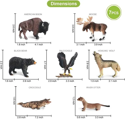 Vista 4 de Volnau Figuras de animales de safari, 7 unidades, figuras de América del Norte, paquete de zoológico para niños pequeños, decoración de Navidad