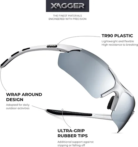 Vista 2 de Lentes de sol polarizados deportivos para hombres y mujeres, con diseño envolvente, UV400, para correr, béisbol, sóftbol, ciclismo, conducción