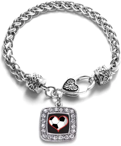 Vista 179 de Pulsera de dijes cuadrados de plata con joyería de circonita cúbica