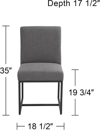 Vista 2 de 55 Downing Street Silla de comedor Myles de tela gris y metal negro