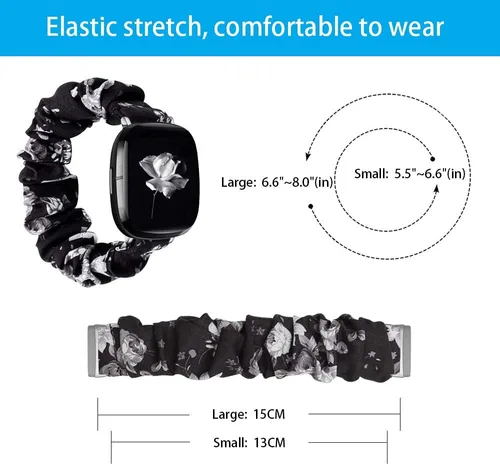 Vista 2 de GTHY Compatible con bandas Fitbit Sense/Versa 3/Versa 4/Sense 2, para mujeres, correas de repuesto de tela de coletero, accesorios, talla L