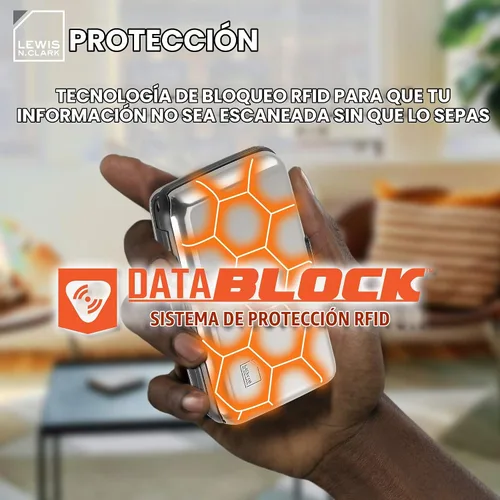 Vista 4 de Lewis N. Clark Cartera de aluminio Rfid, plateado, Mini cartera de aluminio Rfid, soporte para tarjetas de crédito, estuche para tarjetas de visita