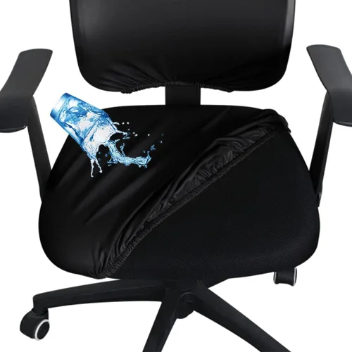 Vista 13 de Shukii Funda impermeable para silla de escritorio de oficina, funda de piel sintética, elástica, giratoria, para silla de computadora, protector