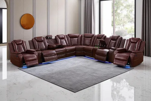 Vista 28 de A Ainehome Juego de sofá modular reclinable eléctrico con luz LED, sofás seccionales de cuero, juegos de muebles de sala de estar, juegos de sofá