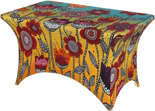 Vista 41 de Mantel rectangular ajustable de elastano elástico con estrellas patrióticas americanas de 4 pies, protector de mesa para fiestas, eventos