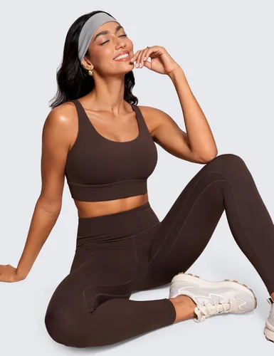 Vista 85 de CRZ YOGA Butterluxe - Brasier deportivo con espalda en U para mujer, cuello redondo, acolchado, de bajo impacto, para yoga, entrenamiento