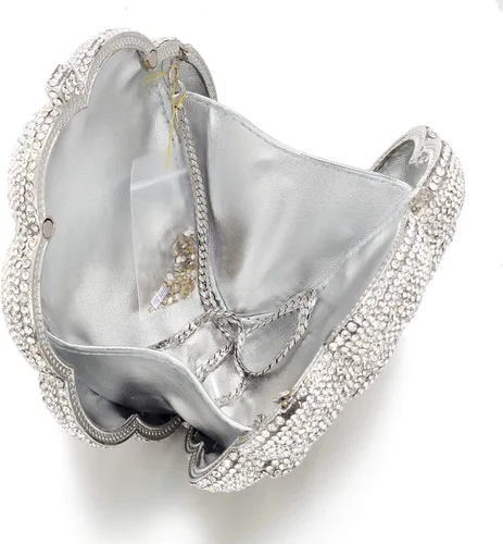 Vista 3 de Bolso de noche para mujer, bolso de embrague de cadena de metal con diamantes de imitación Fashion, AAA Rhinestone, Metal Chain