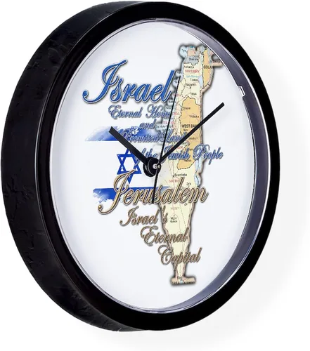 Vista 4 de CafePress Israel, Jerusalén - Reloj de pared de 10 pulgadas para sala de estar, cocina u oficina