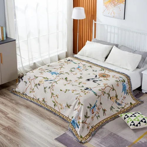 Vista 4 de Mantas Boho Reversibles Mantas Tejidas Cubiertas Hippie para Sofá Cama Sillón Reclinable Sofá Tapiz Bohemio Protector de Muebles Colorido