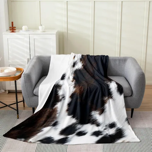 Vista 18 de Erosebridal Manta Rústica de Vaca para Cama de Bebé 30x40, Manta Retro de Cuero de Vaca para Niños, Niños y Niñas, Manta de Franela de Vaca