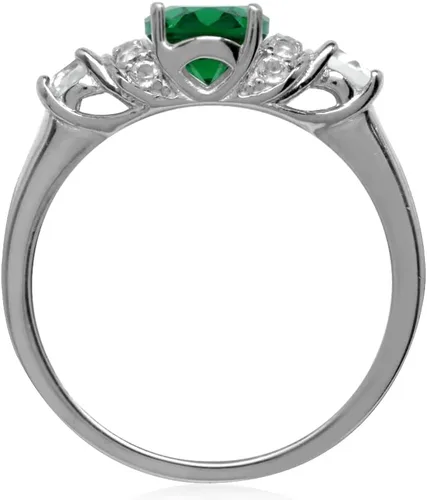 Vista 3 de Silvershake Anillo de plata de ley 925 chapada en oro blanco con piedras preciosas auténticas, para mano derecha o para vestir