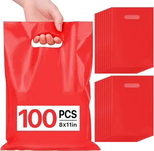 Vista 18 de ANZNKU 50 bolsas negras de recuerdo de fiesta, 8 x 11 pulgadas, bolsa de regalo para dulces de Pascua, joyas artesanales, bolsas de regalo