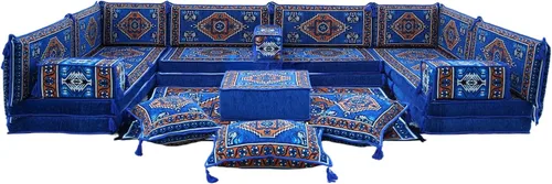 Vista 47 de arabicsofa Sofás seccionales en U hechos a mano – Asientos tradicionales en el suelo estilo Jalsa árabe