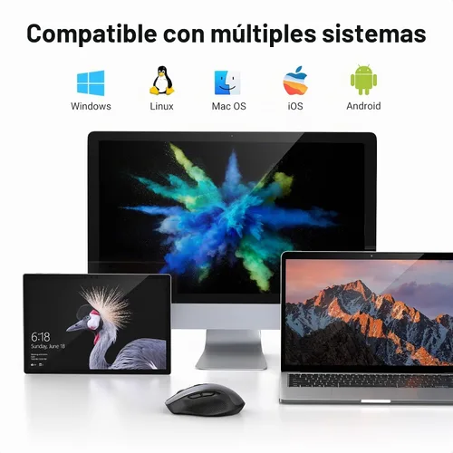 Vista 8 de UGREEN Mouse inalámbrico de 2.4 G con receptor USB, 5 niveles de 4000 DPI, 6 botones, 18 meses de duración de la batería, mouse inalámbrico