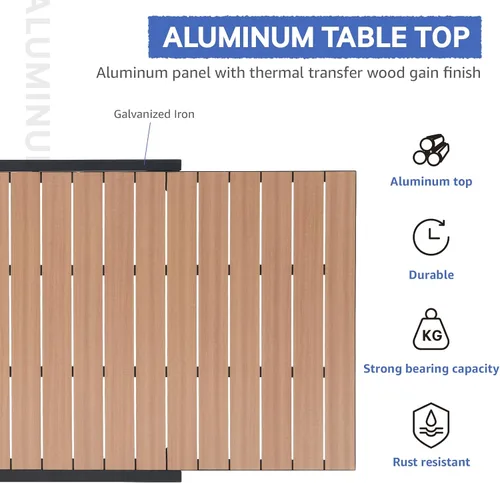 Vista 4 de Soleil Jardin Mesa de Comedor Extensible de Aluminio para Patio, 63" - 105", Mesa Rectangular Ajustable para Interiores y Exteriores con Superficie