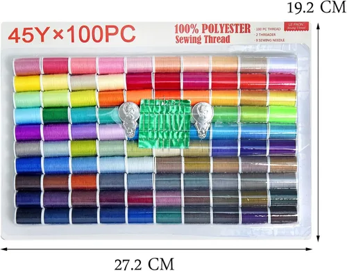 Vista 5 de Kit de costura de 100 colores Juego de hilo de poliéster práctico