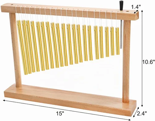 Vista 2 de 20-NOTE - Campanilla de viento de una hilera, instrumento de percusión musical de 20 barras con mazo para decoración de aula, oficina, regalo