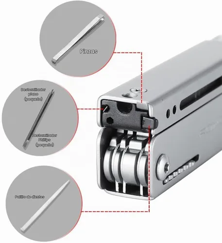 Vista 6 de ROXON M3 13 en 1 EDC Herramienta con tijeras grandes, cuchillo, palillo de dientes y pinzas Práctica multiherramienta pequeña y exquisita