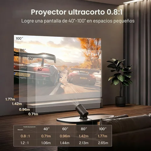 Vista 4 de Mini proyector con WiFi 6 y Bluetooth 5.4 Keystone vertical automático integrado Android 14 OS, 1080P 4K compatible con proyector giratorio portátil