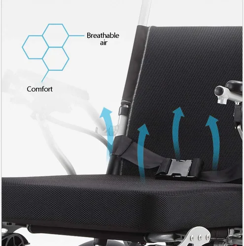 Vista 4 de Silla de ruedas eléctrica plegable y ligera, de aleación de aluminio, automática, multifunción, para personas mayores discapacitadas