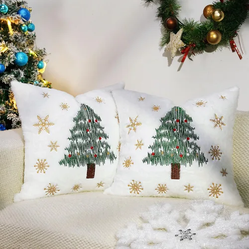 Vista 10 de Lewondr Funda para Almohada Decorativa, 45x45 cm Juego de 2 Fundas de Almohada de Doble Cara de Pelo Sintético Cómodas y Suavemente Decorativas