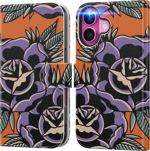 Vista 27 de DEENAKIN Funda tipo cartera para iPhone 15 con tarjetero + clip para efectivo, bloqueo RFID, protección contra caídas de grado militar y obras