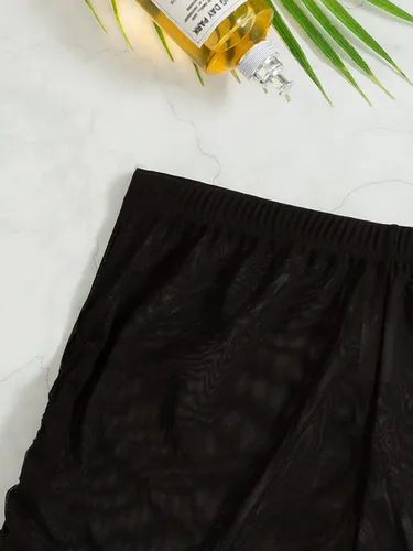 Vista 5 de Pantalones cortos de bikini con cordón lateral de malla transparente para playa y verano