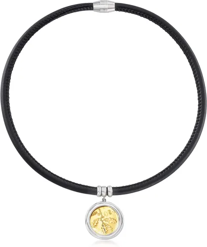 Vista 4 de Ross-Simons Italian Genuine 20-Lira Coin Charm and Black Leather Bracelet With Sterling Silver