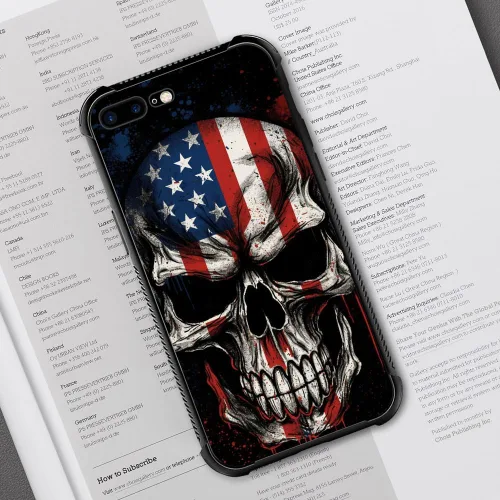 Vista 131 de Funda compatible con iPhone 8, a prueba de golpes, antiarañazos, bandera de ciervos de cola blanca de grano de madera estadounidense