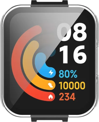 Vista 3 de Paquete de 2 fundas protectoras de pantalla compatibles con Redmi Watch 2 Lite, accesorios de policarbonato de vidrio templado, resistente a