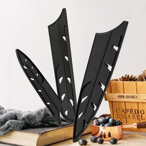 Vista 7 de XYJ 9 piezas de plástico cubiertas de cuchillo mangas protector de borde protector de hoja para cuchillo de chef de cocina