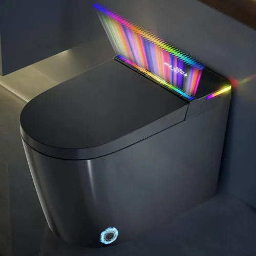 Vista 2 de Inodoro inteligente WinZo con bidé incorporado, inodoro sin tanque con tapa de apertura/cierre automático y secadora, altura cómoda ADA, agua