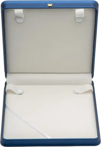 Vista 2 de COWFEX Cadena larga de perlas PU collar caja de regalo vitrina soporte de almacenamiento (azul oscuro)