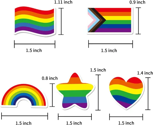 Vista 2 de Starboling 500 calcomanías de orgullo, calcomanías de corazón de arco iris del orgullo del progreso para gays lesbianas bisexuales, desfiles del mes
