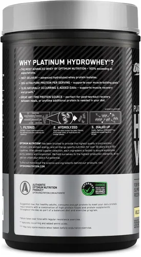 Vista 9 de Optimum Nutrition Platinum Hydrowhey Proteína en polvo, Turbo Chocolate, 2