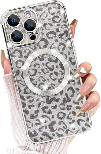 Vista 38 de Fiyart Diseñado para iPhone 16 Pro Max, Funda Compatible con MagSafe, Estampado de Guepardo, Placa de Protección de Cámara, Magnético, Brillante