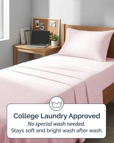 Vista 104 de Extra Deep Twin XL Sheet Set - 3 Piece College Dorm Room - White 01-Blanco