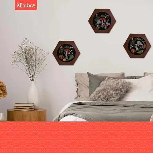 Vista 7 de XEmbro Marco de aro de bordado de madera de 8 pulgadas, marco de exhibición de bordado de madera hexagonal con aro de bordado de 8 pulgadas
