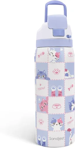 Vista 17 de Botella de agua aislada de acero inoxidable SANDJEST con pajita para deportes y viajes, la mejor tía de siempre, 946ml, regalos para mujeres, día