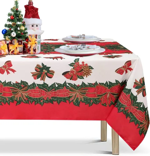 Vista 11 de Lushvida - Mantel rectangular, mantel de microfibra a prueba de derrames de aceite y resistente al agua