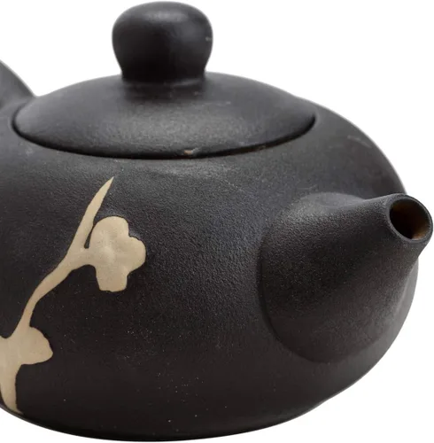 Vista 5 de Juego de té de cerámica chino/japonés, 100% hecho a mano, juego de ceremonia de té tradicional con teteras, 6 tazas de té, bandeja de té de bambú