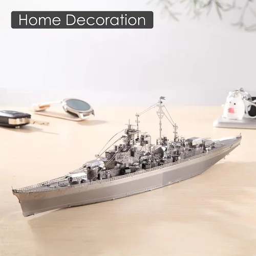 Vista 5 de Piececool Rompecabezas de metal 3D para adultos, kits de modelo de embarcaciones de metal, kit de modelo 3D de acorazado Bismarck para adolescentes