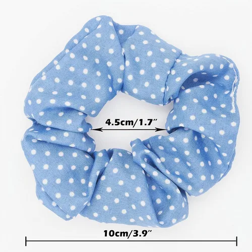 Vista 4 de Juego de bandas elásticas a cuadros azules - 5 bandas para el cabello tipo bandana para mujer