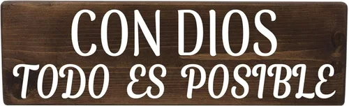Vista 7 de Placa de madera con Dios TODO ES POSIBLE With God Everything Is Possible Español para decoración de madera auténtica regalo para el día de Navidad