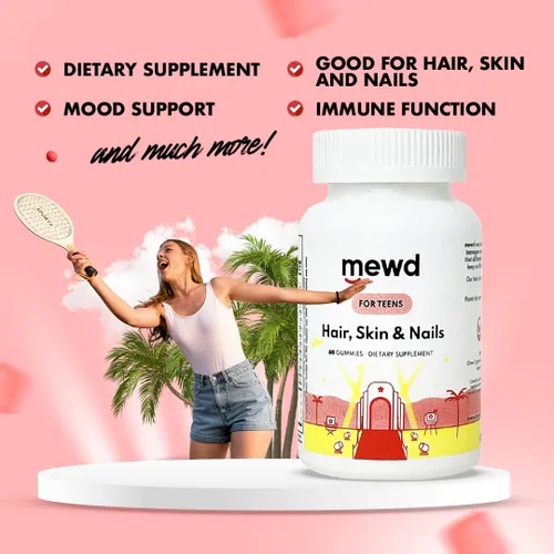 Vista 5 de MEWD Gomitas multivitamínicas para el cabello, la piel y las uñas para adolescentes y niños, fuerza y crecimiento de biotina con zinc, vitaminas A