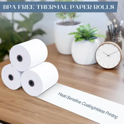 Vista 4 de Rollos de recibo de papel térmico de 3 1/8 pulgadas, 3 pulgadas de diámetro