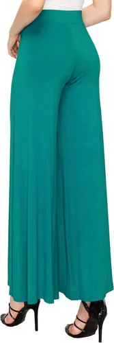 Vista 113 de Made By Johnny Pantalones palazzo elásticos de pierna ancha para mujer, lisos, casuales, cómodos